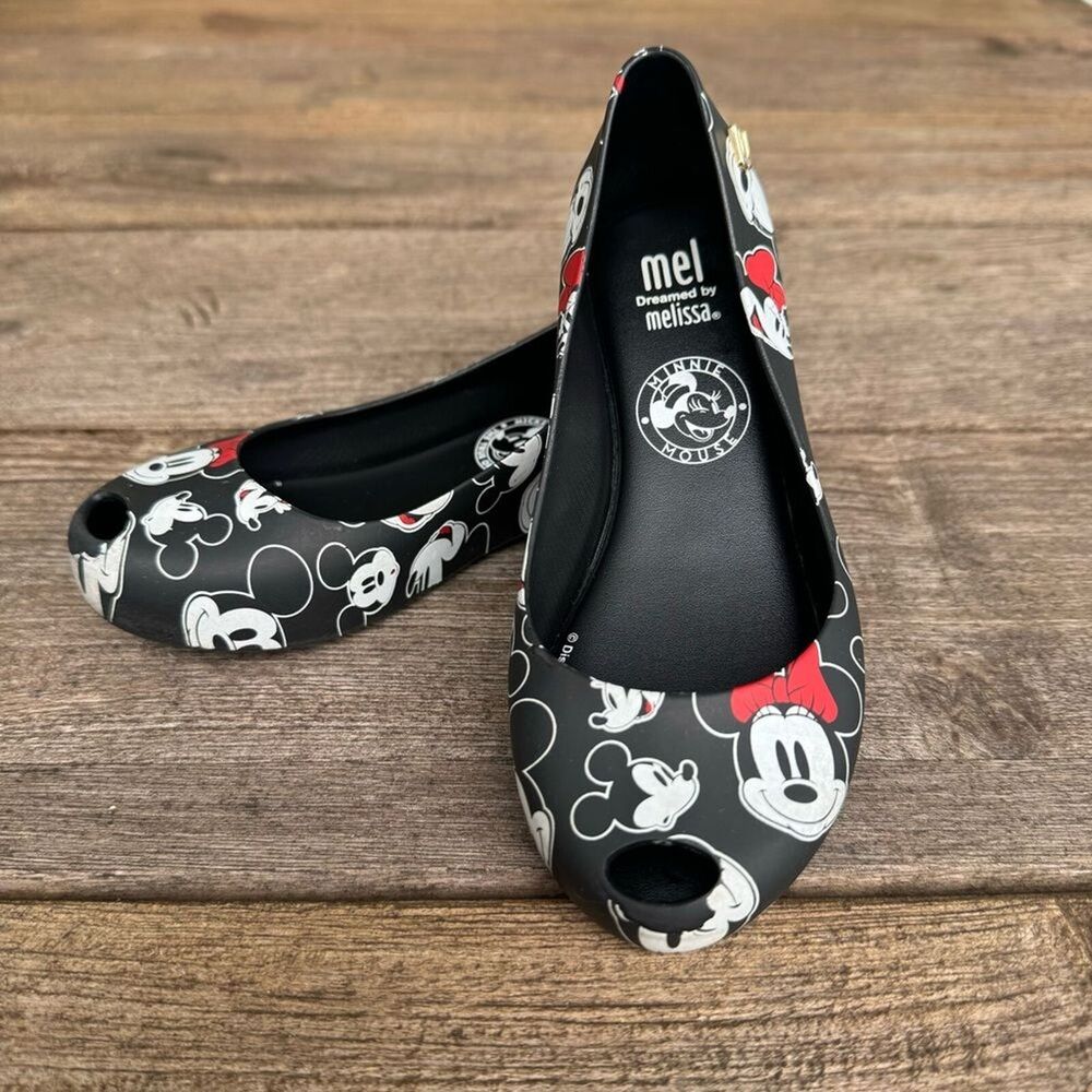 Mel Dreamed by Melissa Disney Ultragirl Mickey & Minnie Mouse Flats Black Red 12